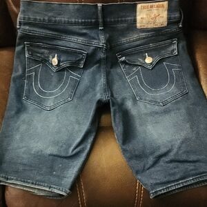 True Religion Men's Dark Blue Jean Shorts